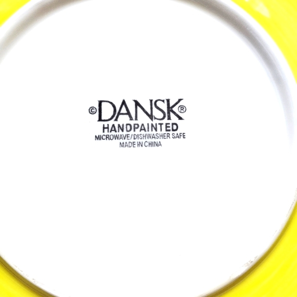 Dansk Caribe Salad Plates Set Of 2 Square Yellow Green with Blue Rim - Picture 6 of 9